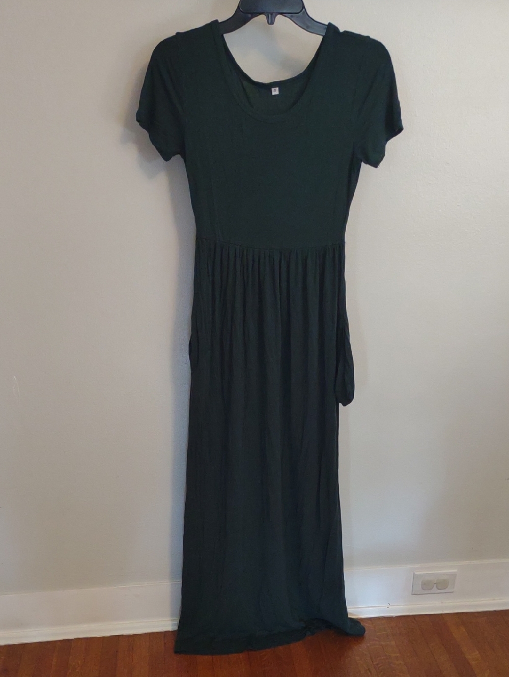 Women's Short Sleeve Dark Green Maxi Dress